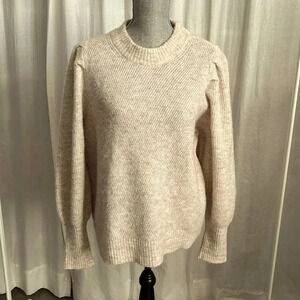 SELECTED FEMME Alpaca Wool Blend Sweater Puff Sleeve, Size XL